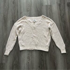 PINK Victoria's Secret Cream V-Neck Sweater Knit Casual
